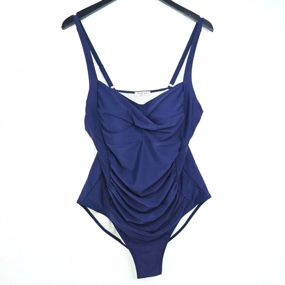Ekouaer Navy Blue One Piece Tummy Camouflage Swim Suit